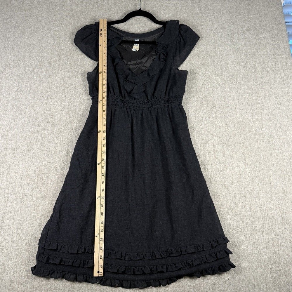 Maeve Anthropologie Black Ruffle Dress Sz 8‎ Wool Blend Empire Waist Cottagecore - Picture 7 of 10
